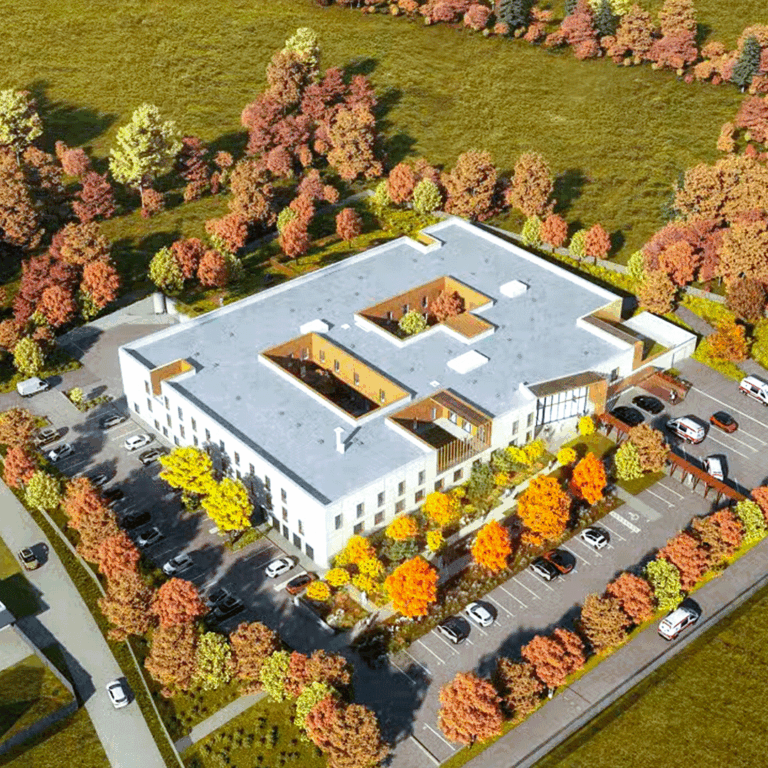 Vue aérienne du centre hospitalier Lavelanet